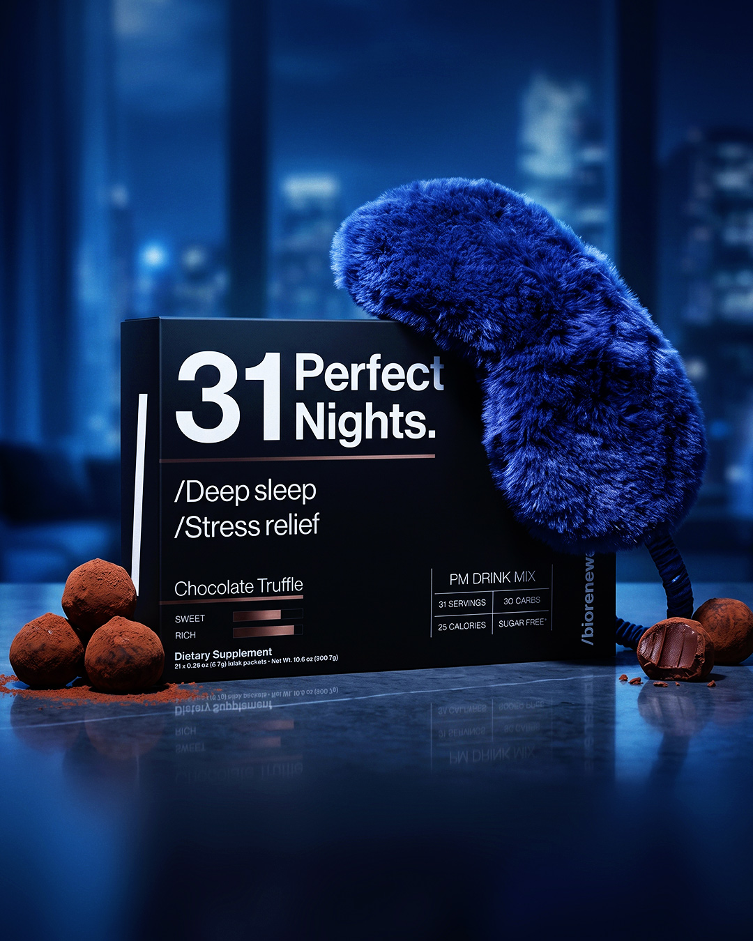 31 Perfect Nights box with sleep mask and chocolate truffles